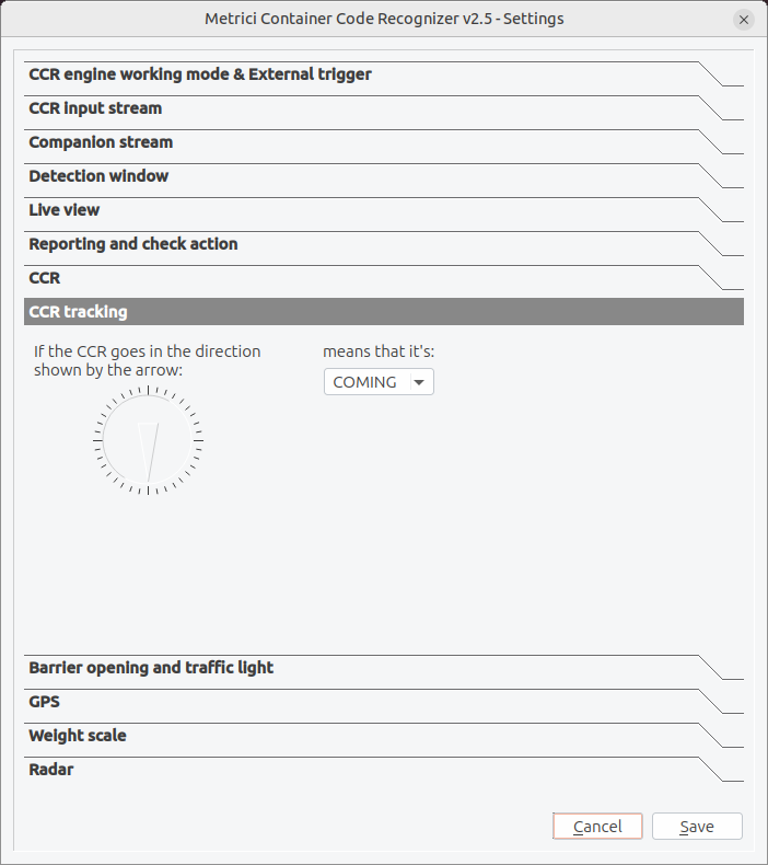 CCR Tracking Screenshot