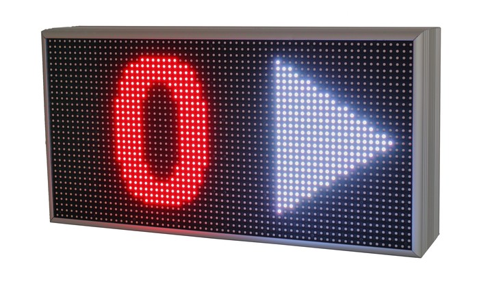 RGBARR display showing the number 0 with a red right-pointing arrow