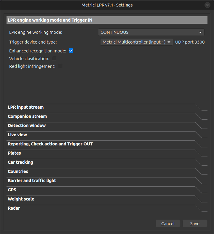 Settings page showing Input tab with IP addresses and ports for two inputs