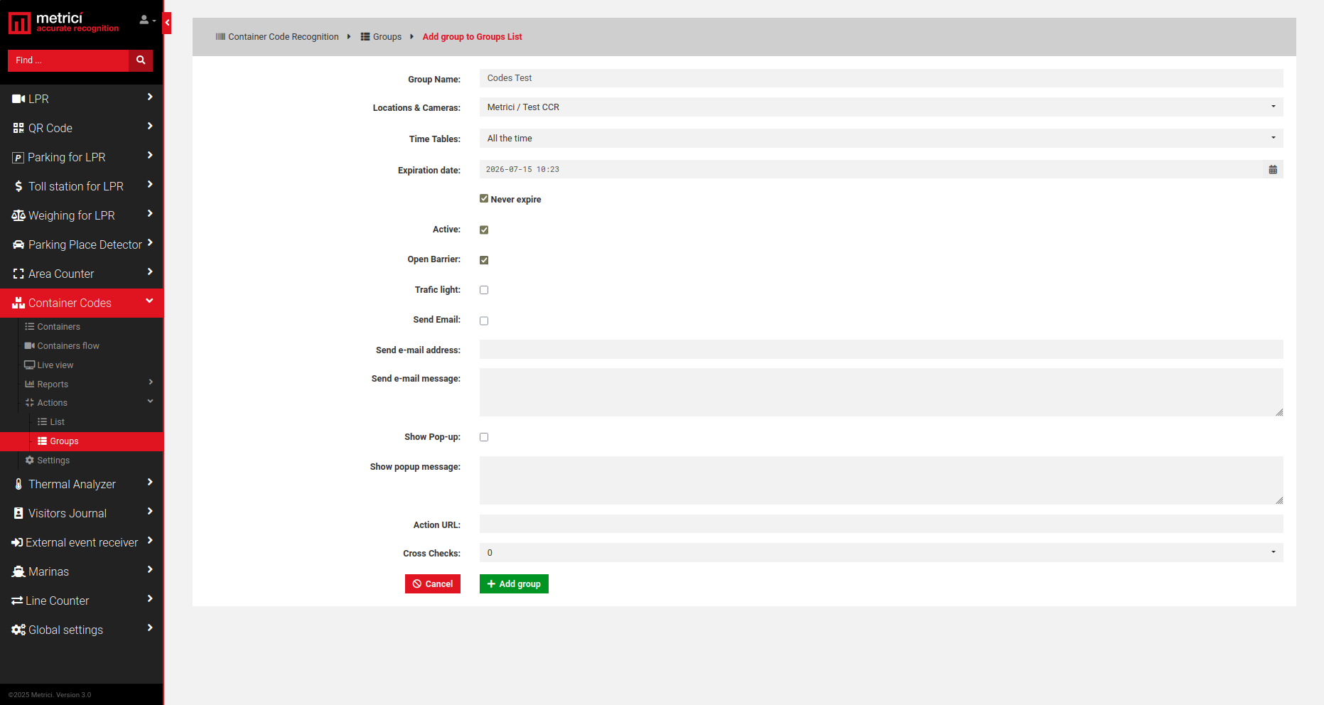 Add group form screenshot