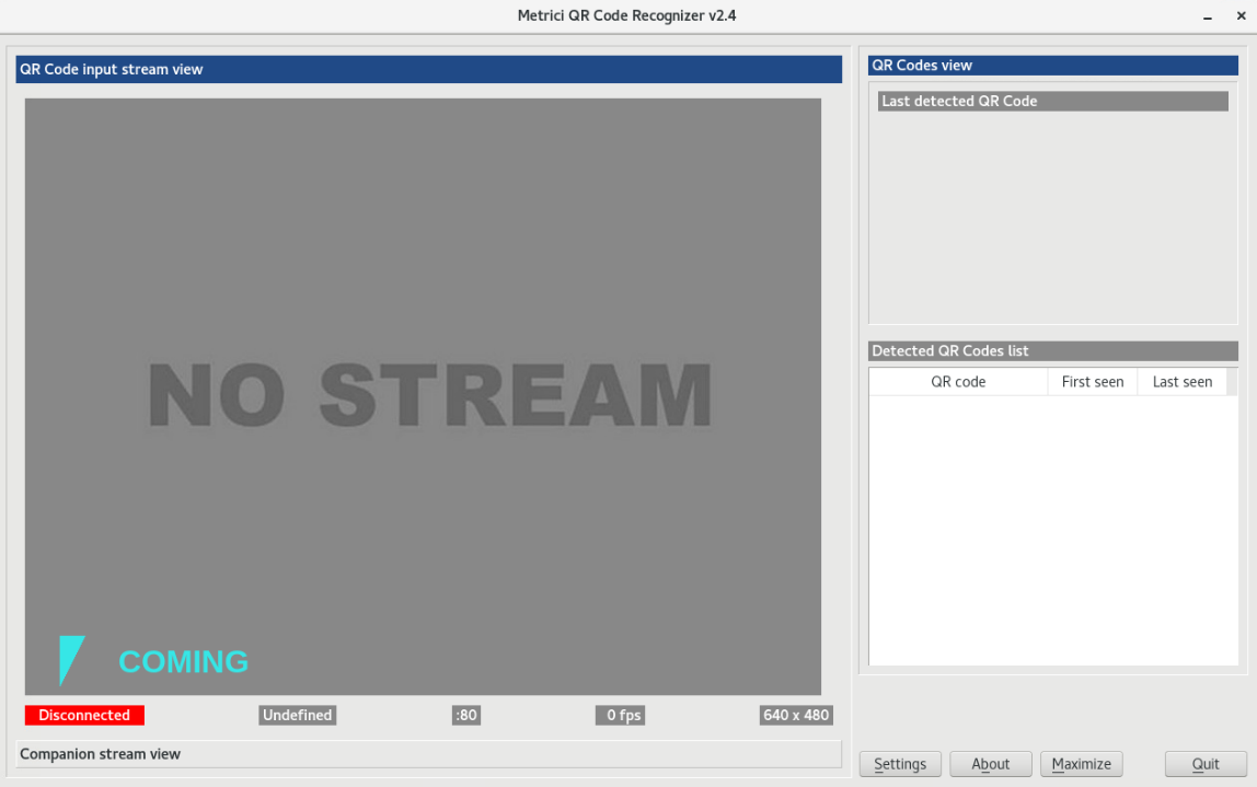QR Code application main window