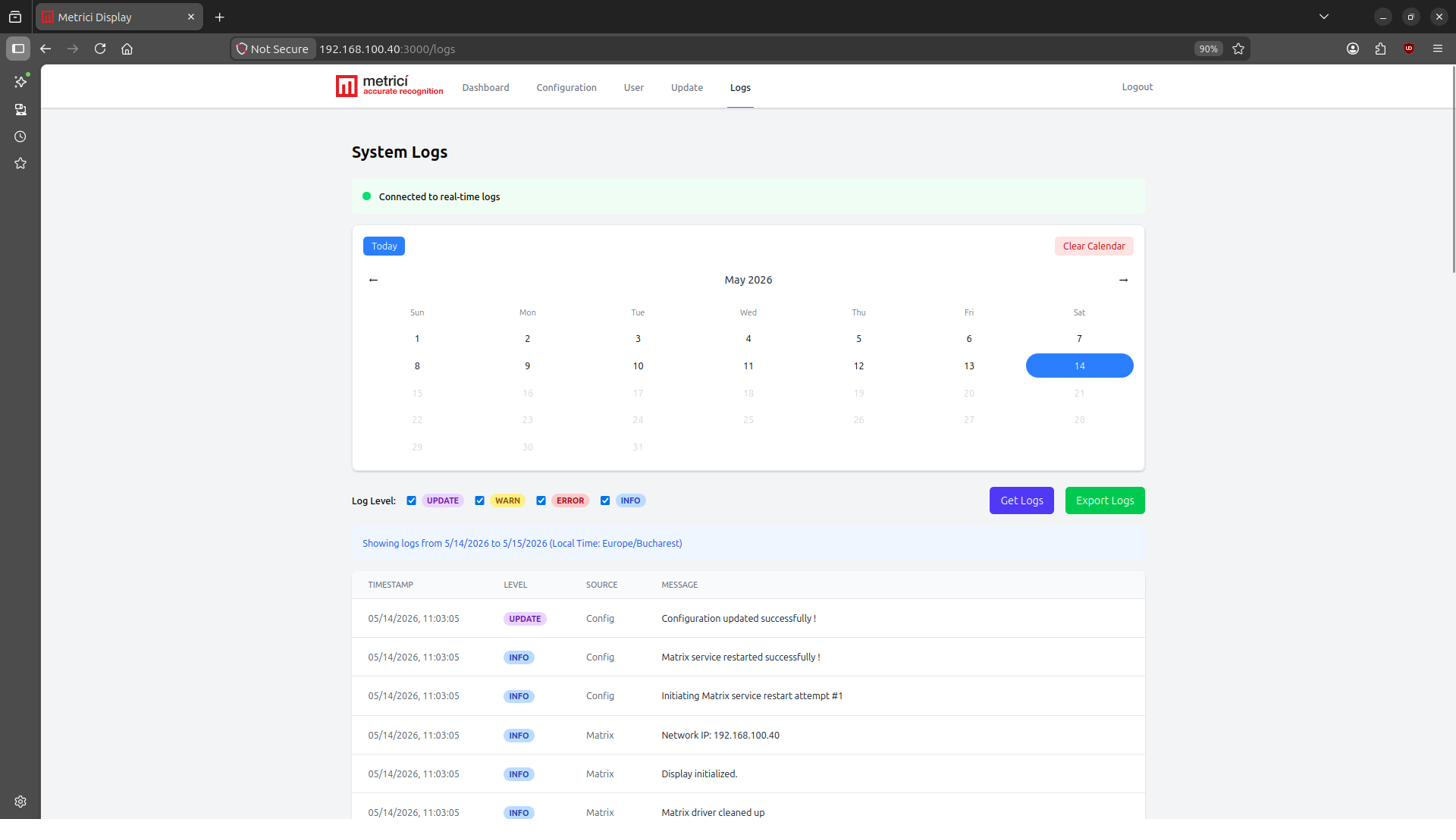 Logs page screenshot
