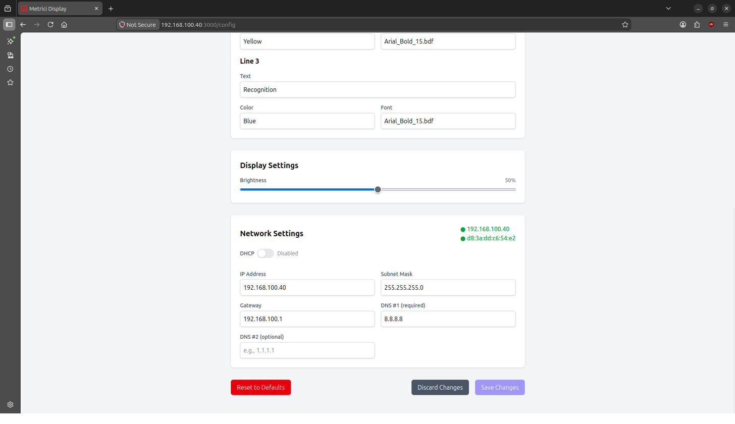 Network configuration screenshot
