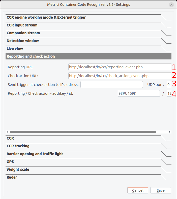 Reporting and Check Action Screenshot
