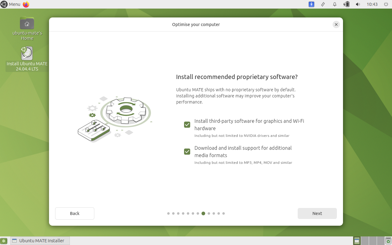 Install recommended proprietary software with both options ticked
